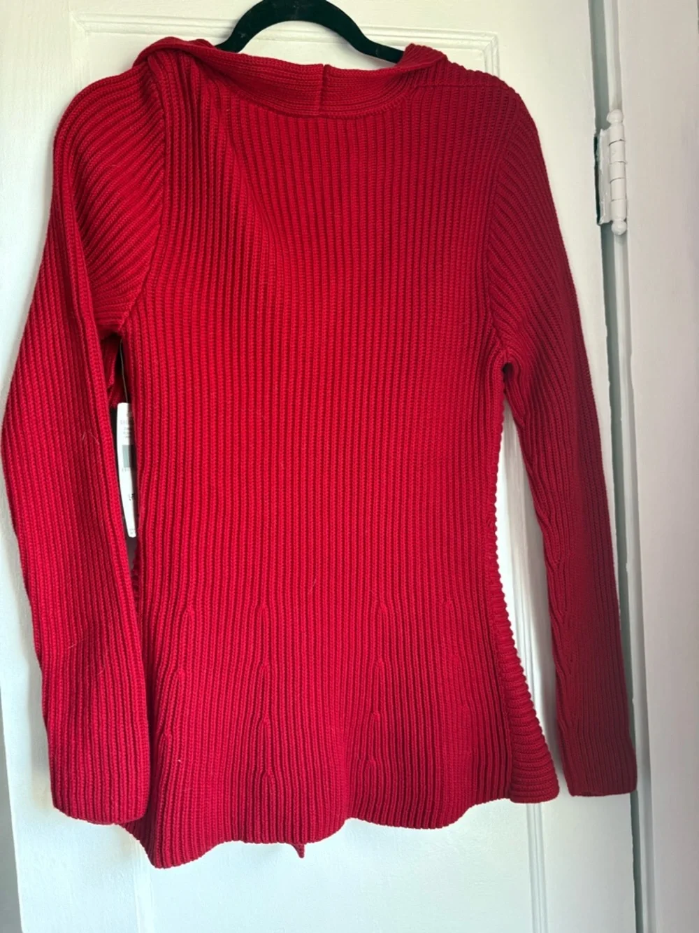 NWT Lauren Ralph Lauren Red Ribbed Cotton Cardigan Petite Large Button Front